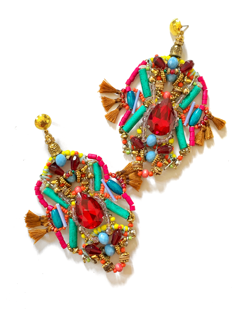 Oviya Beaded Crystal Earrings