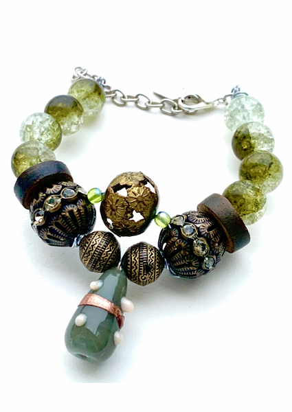 Women's Handcrafted Layered Rustic Boho Glam 3-Piece Set Adjustable Bracelet Stack