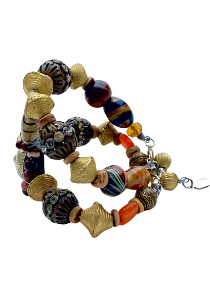 Women's Handcrafted Layered Rustic Boho Glam 3-Piece Set Adjustable Bracelet Stack