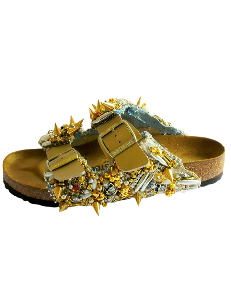 Punk Stud Beaded and Crystal-Embellished Custom Made Arizona Birkenstock Unisex Sandals