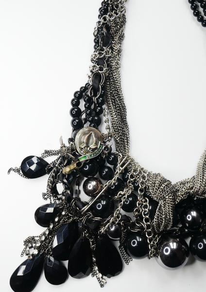 Ugomma Reclaimed Black Beaded Tangled Chain Necklace