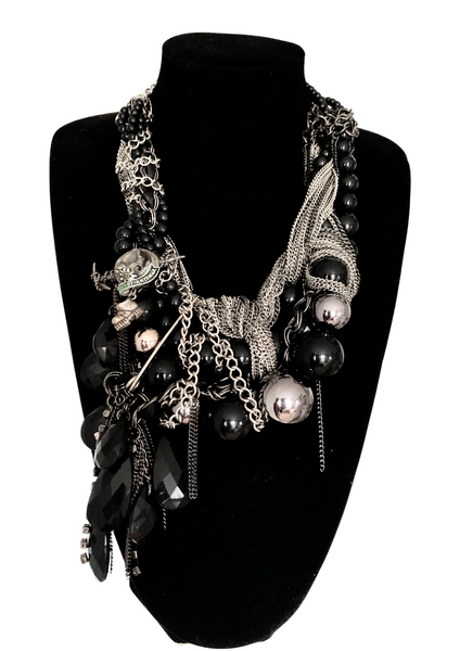 Ugomma Reclaimed Black Beaded Tangled Chain Necklace