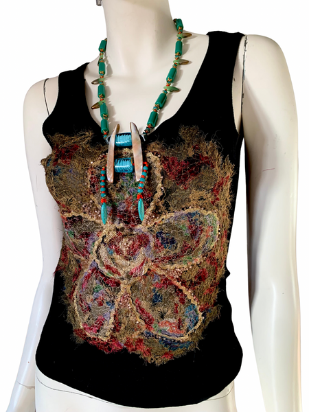 Achalugo Seagreen Glass Barrel Crystal Glass Beaded Necklace With Sea Shell and Turquoise  Pendant