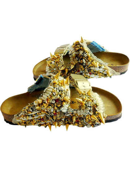 Punk Stud Beaded and Crystal-Embellished Custom Made Arizona Birkenstock Unisex Sandals