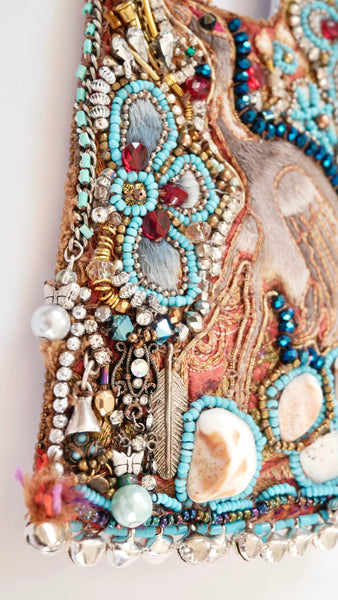 Decorative Custom Handmade Heron and Beach Stone Boho Beaded Embellished iPhone13 Pro Max, iPhone 14 Plus, iPhone 15 ProMax, iPhone 15 Plus Phone Case