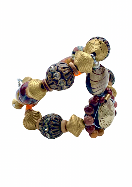 Women's Handcrafted Layered Rustic Boho Glam 3-Piece Set Adjustable Bracelet Stack