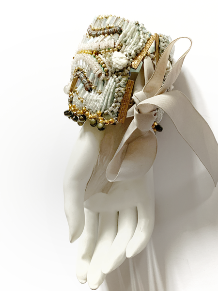 Erinma Multi-Beaded Mother of Pearl and Shell Embellished Cuff Bracelet