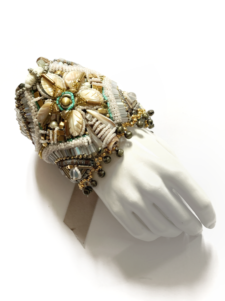 Erinma Multi-Beaded Mother of Pearl and Shell Embellished Cuff Bracelet