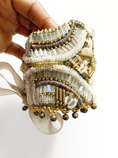 Erinma Multi-Beaded Mother of Pearl and Shell Embellished Cuff Bracelet