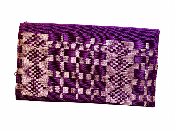 Olaedo Small Purple geometric patterned Aso-Oke Clutch BagTravel Wallet