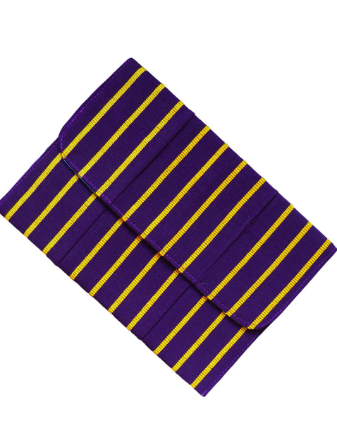 Olaedo Upcycled Purple and Gold Striped Aso-Oke Clutch Bag Tablet Sleeve