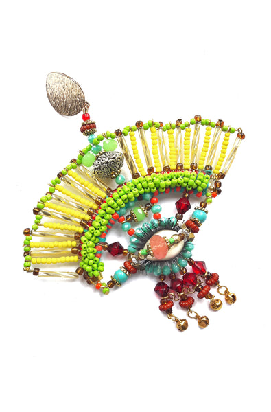 Faria Beaded Fan Statement Earrings