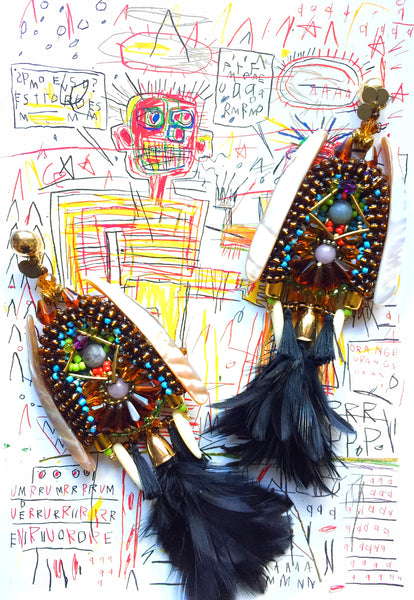 Arabella Beaded Feather Earrings