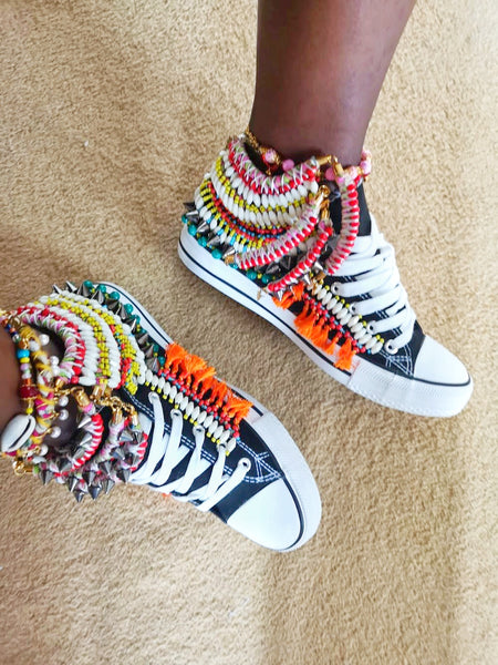 Keyna Beaded Embellished Custom High Top Chuck Taylor Converse