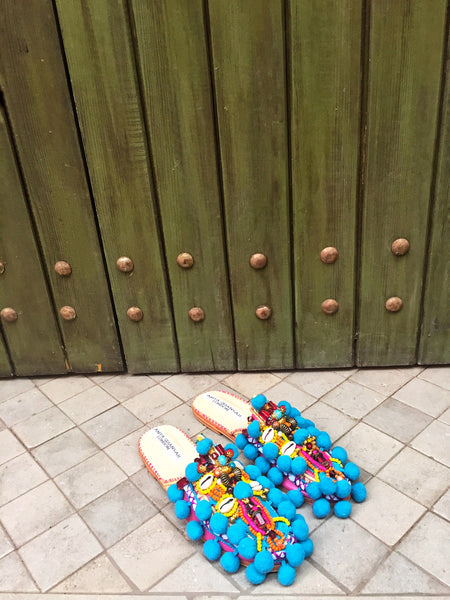Fela Colourful Embellished Beaded Tassel Slippers