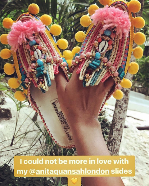 Chiara Embellished Raffia And Leather Tassel Slippers By Anita Quansah London