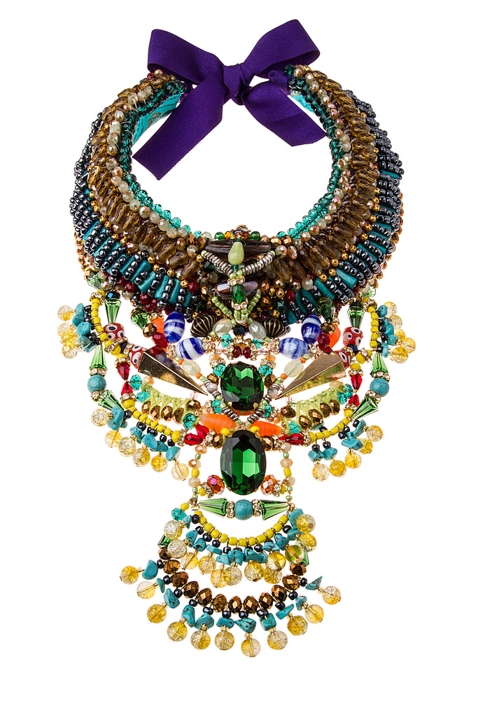 Raya Swarovski Crystal and Gemstone Beaded Necklace