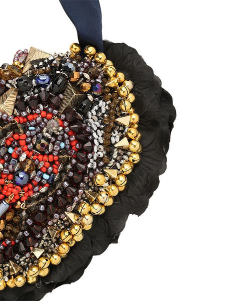 Alessia Beaded Embellished Silk Petal Necklace