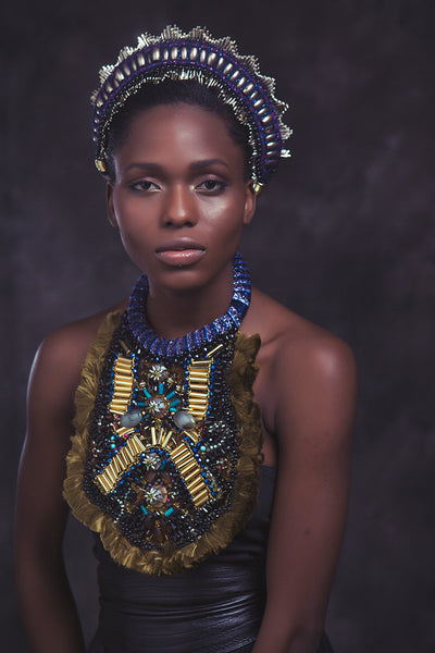 Nora Beaded Embellished Tassel Statement Necklace