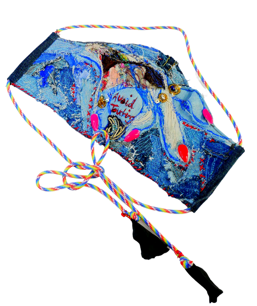 Avoid Touching Reusable Washable Applique And Embroidered Face Mask