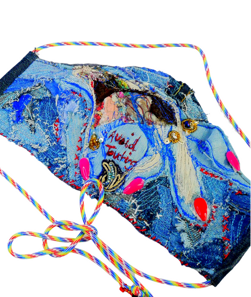 Avoid Touching Reusable Washable Applique And Embroidered Face Mask