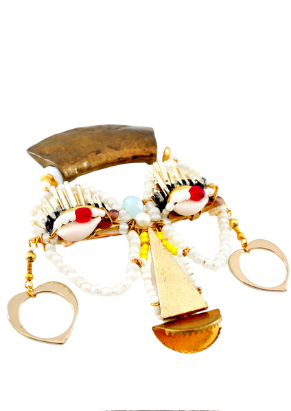 Alzena Beaded Pouty Lips Face Hair Slide