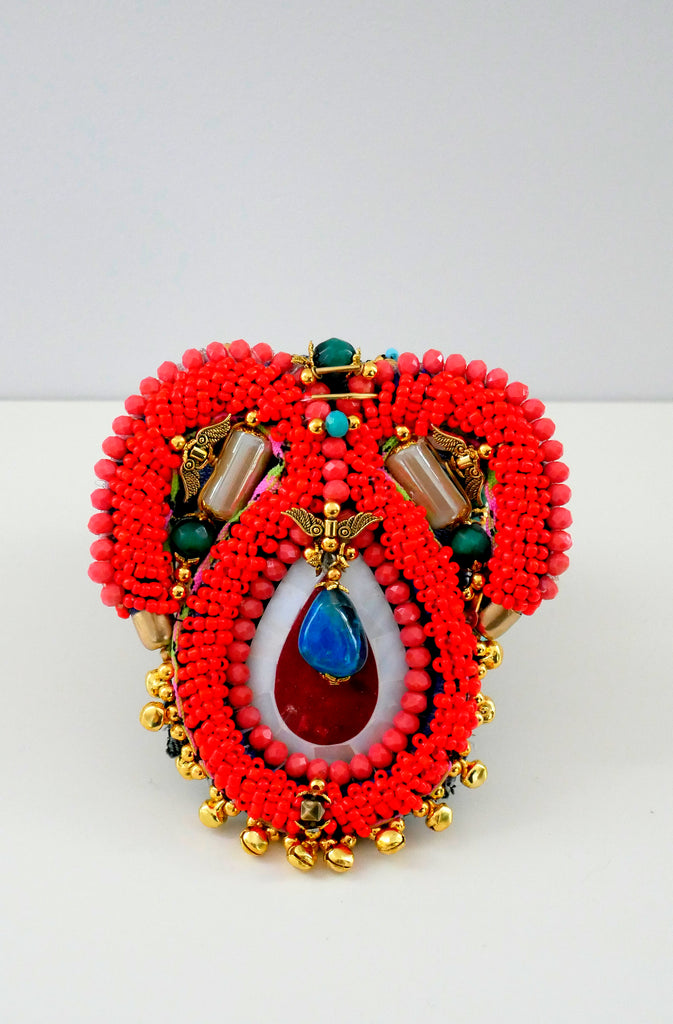 Anima Brass-Plated, Beaded and Mother of Pearl Cuff Bracelet