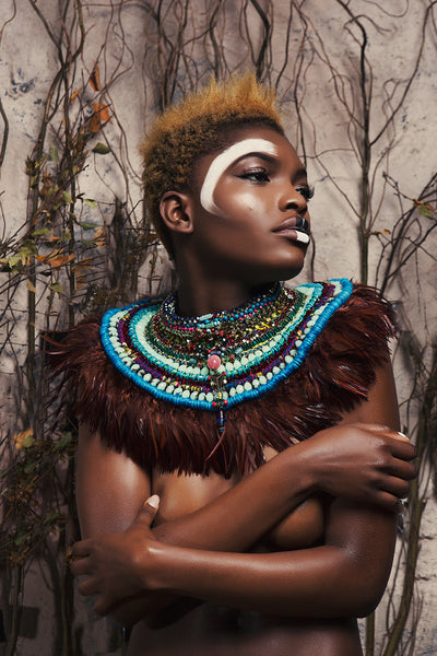 Raina Beaded Feather Neckpiece