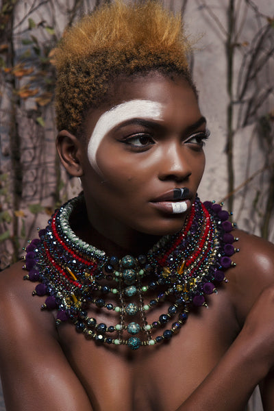 Harlyn Embellished Beaded High Collar Statement Necklace