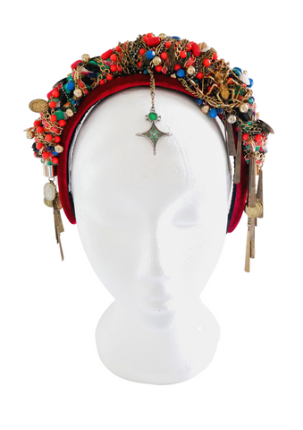 Anoki Beaded-Embellished Chain Velvet Headband