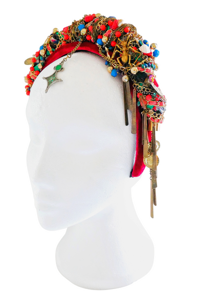 Anoki Beaded-Embellished Chain Velvet Headband