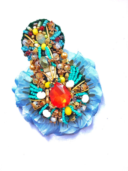 Evelyn Embellished Rose Petal Earrings