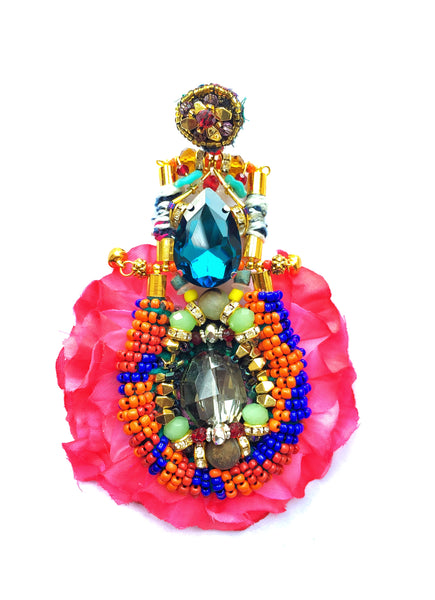 Carola Beaded Statement Rose Petal Earrings