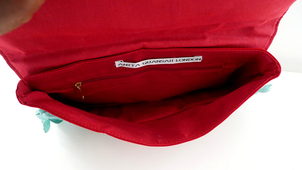 Dianthe Beaded and Rose Petals Embellished Velvet Clutch By Anita Quansah London 2020