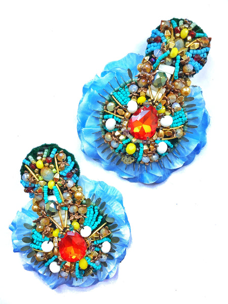 Evelyn Embellished Rose Petal Earrings