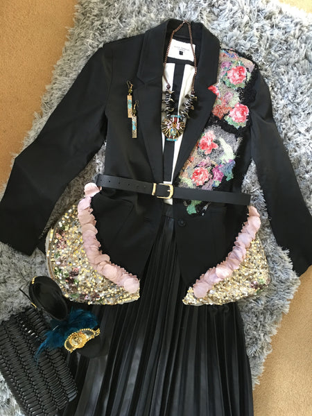 Elhum Long Multi-Beaded Necklace With Large Circular Embellished Pendant