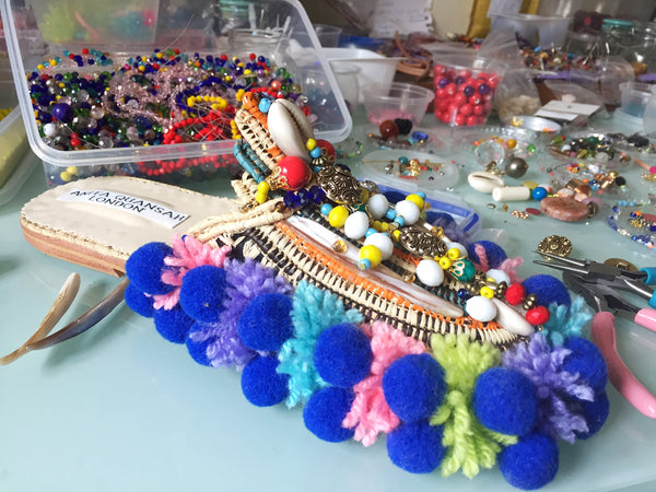 Cybil Embellished Beaded Tassel Slippers