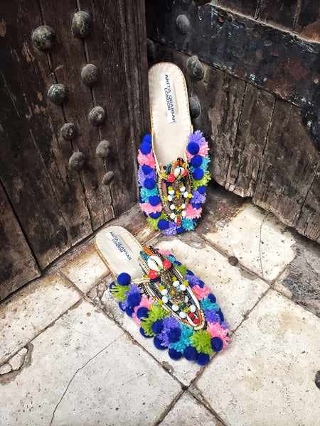 Cybil Embellished Beaded Tassel Slippers