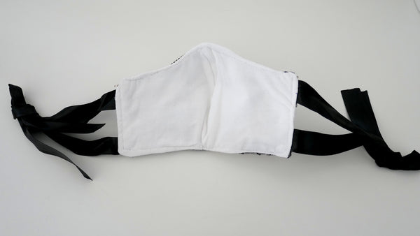 FLORAL EMBROIDERY, WASHABLE, REUSABLE FACE MASK WITH SPIKEY TRIM