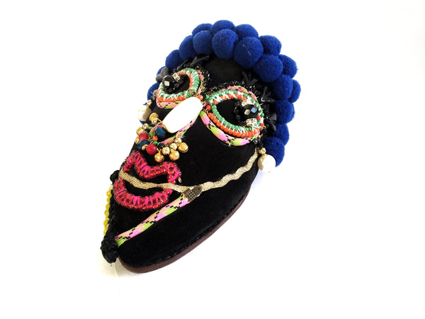 Gia Chatting Ladies Embellished Beaded and Pom-pom Leather and Suede Slippers
