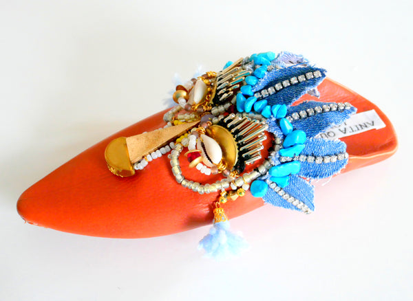 Gioia Beaded And Embellished Leather Kids Slippers