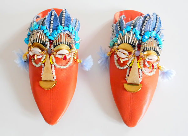 Gioia Beaded And Embellished Leather Kids Slippers