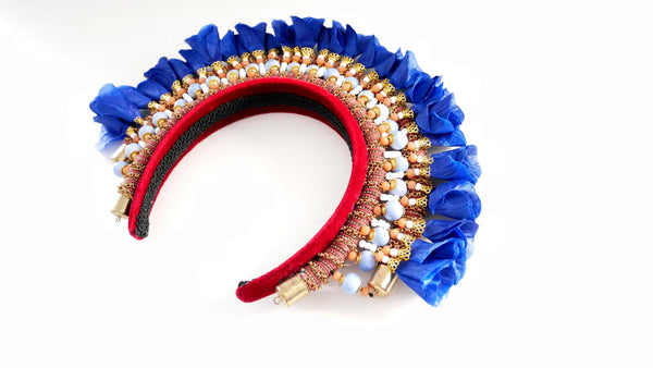 Hester Beaded Embellished Flower Velvet Headband