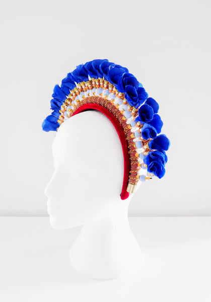Hester Beaded Embellished Flower Velvet Headband