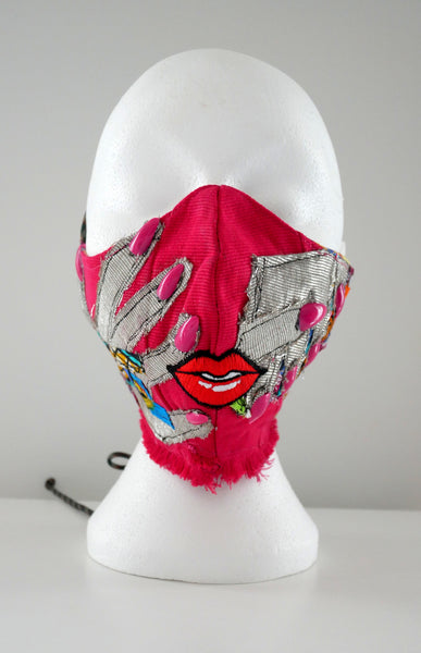 Embellished Woven Aso-Oke Holding Onto Africa With Love Lip Face Mask