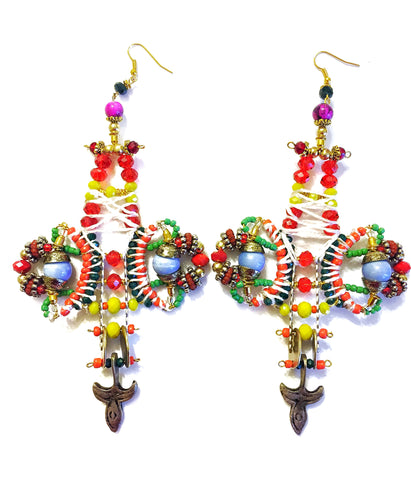 Ijele Beaded Statement Drop Earrings