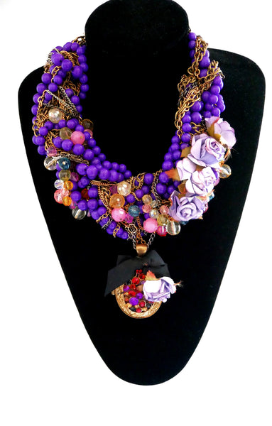 Bella Embellished Rose and Chain Choker Necklace With Locket Pendant Anita Quansah London
