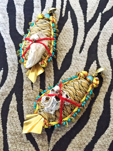 Jolie Embellished Shell Cord Drop Earrings