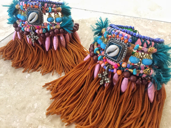 Zinnia Beaded Embellished Charm And Tassel Anklets By Anita Quansah London