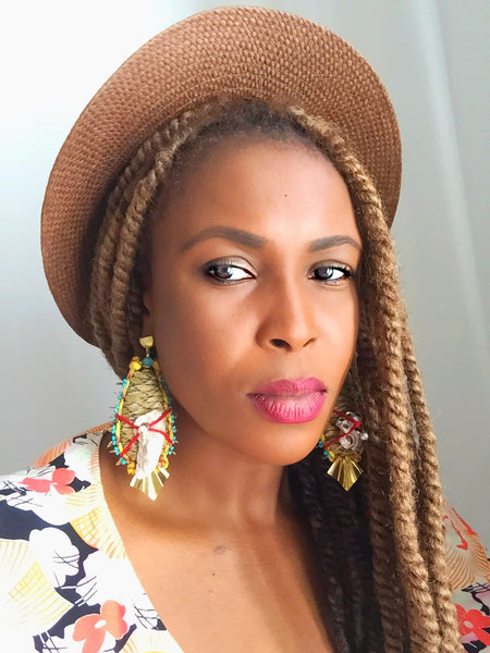 Jolie Embellished Shell Cord Drop Earrings
